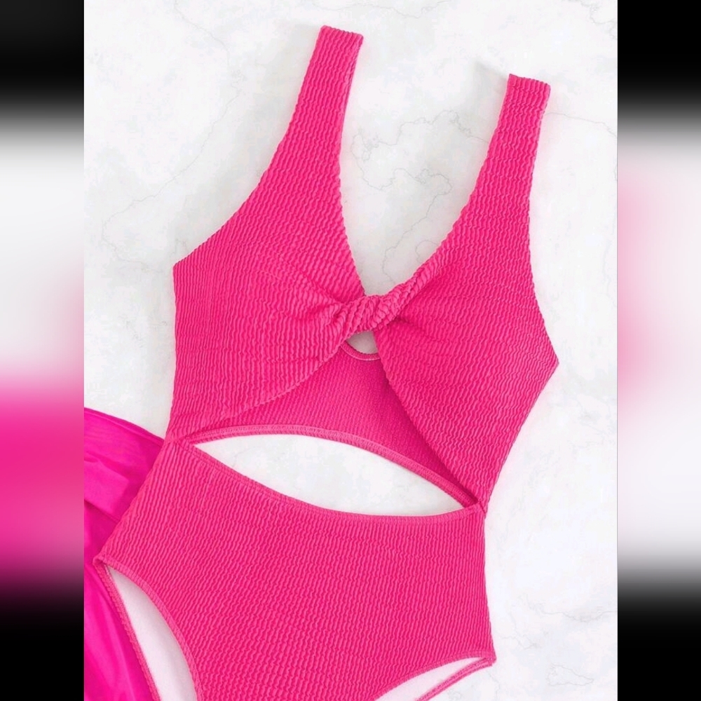 Shein Pink Cutout One Piece Swimsuit